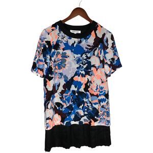 Elizabeth and James Dress 100% Silk Floral Print Pleated Skirt Women's XS Modest